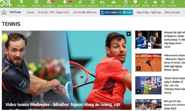 Trang cập nhật tin tức tennis 24h đáng tin cậy, truy cập nhanh chóng