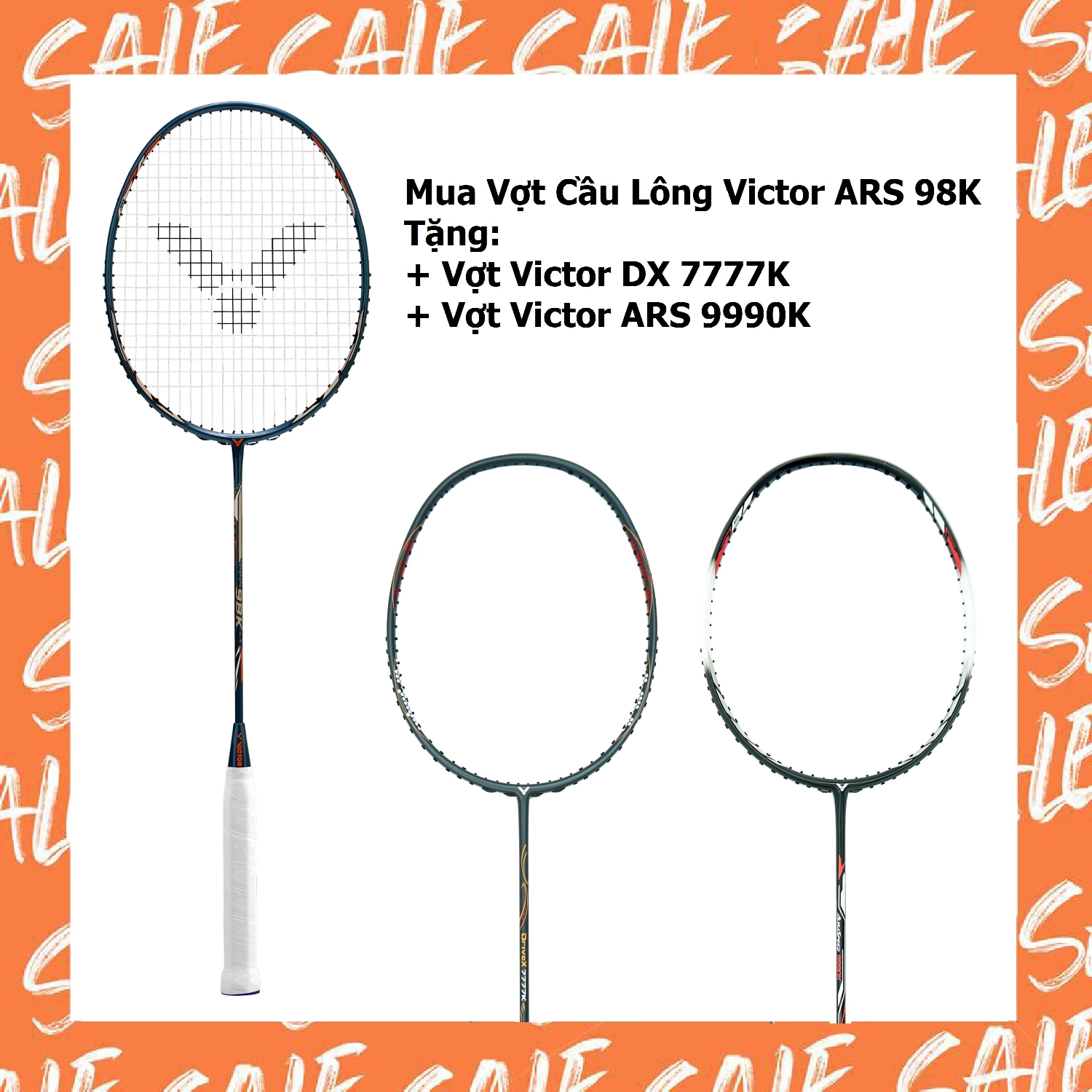 Combo mua vợt cầu lông Victor ARS 98K Tặng Vợt Victor DX 7777K   Vợt Victor ARS 9990K